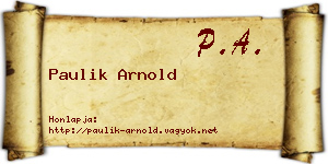 Paulik Arnold névjegykártya